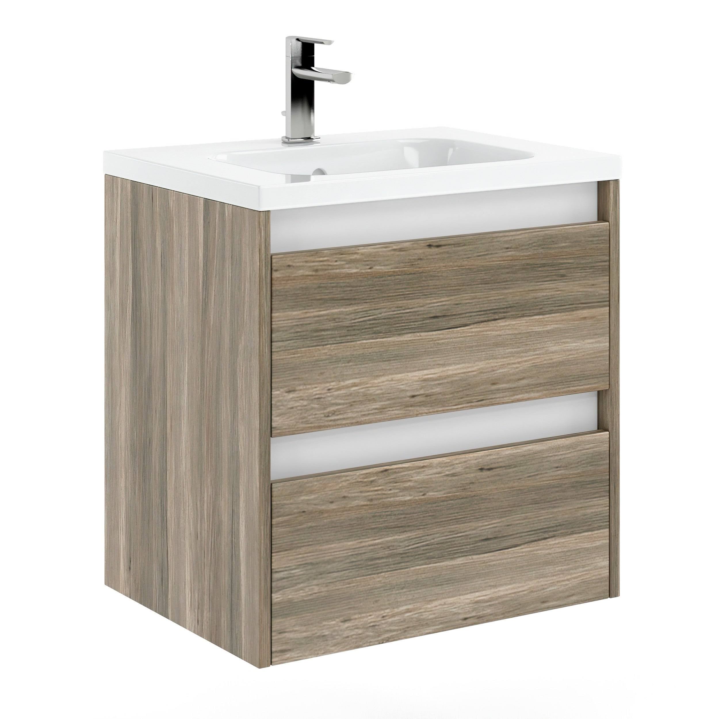 24 x 24 x 18 inch Oak Wood Bathroom Vanity Cabinet with Ceramic Top Sink I56128