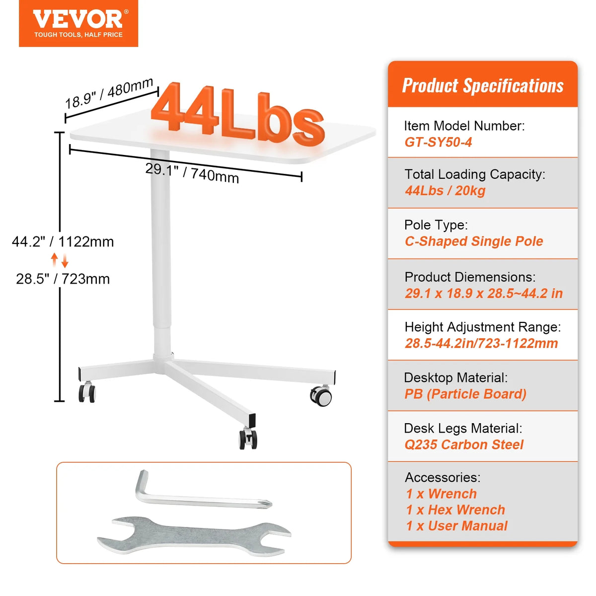 Mobile Standing Desk with 360° Swivel Wheels W8704
