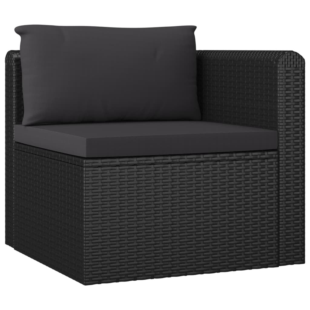Black Poly Rattan Patio Sofa Set with Cushions O916