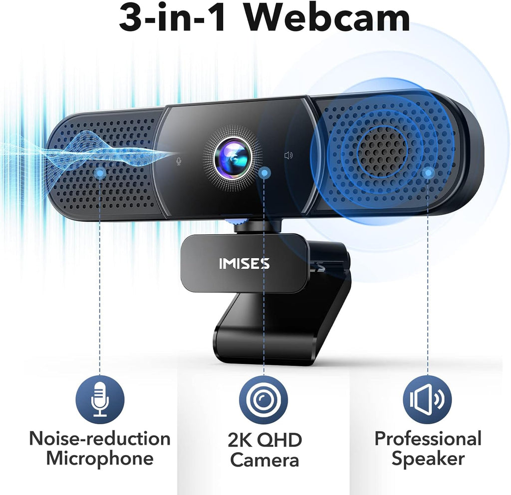 2K QHD Webcam with Microphone & Speaker, Autofocus, Privacy Cover, Pack of 2 L72456