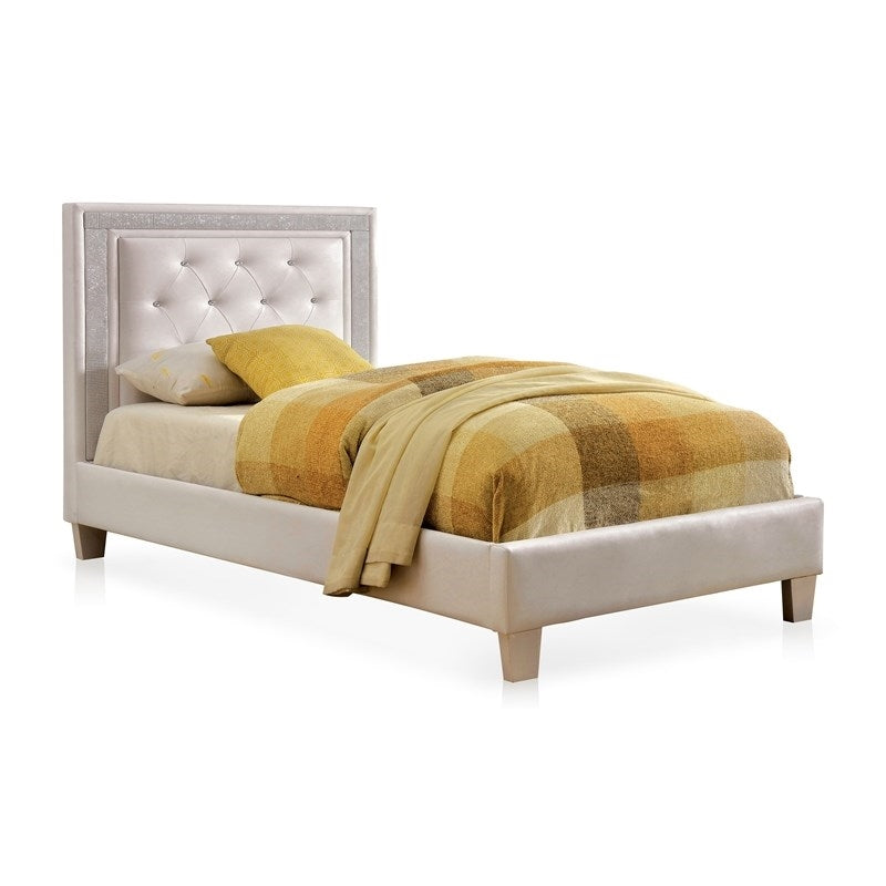 Twin Tufted Platform Bed in White N65573