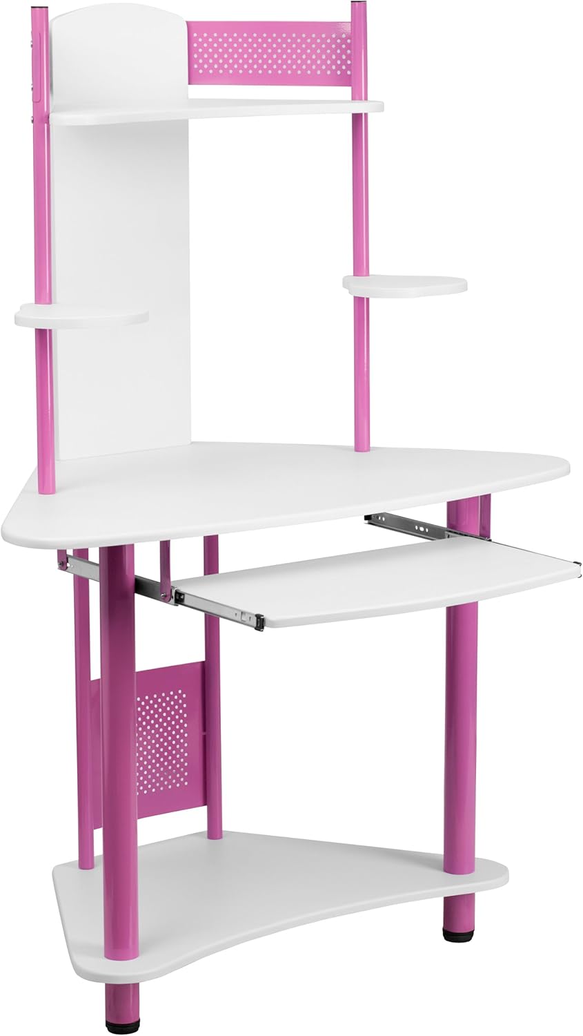 Blue Corner Computer Desk with Hutch S99497