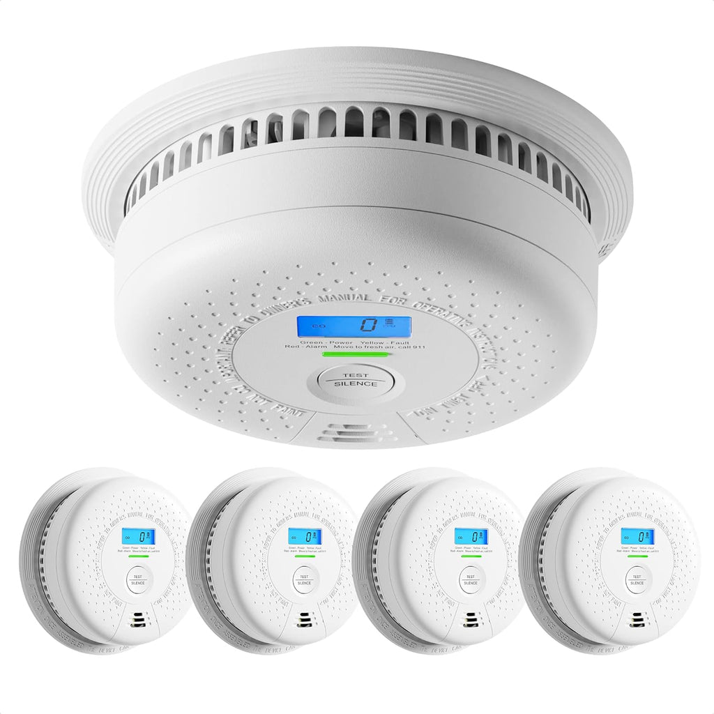 10-Year Battery Smoke and Carbon Monoxide Detector Alarm with LCD Display, Dual Sensor T511387