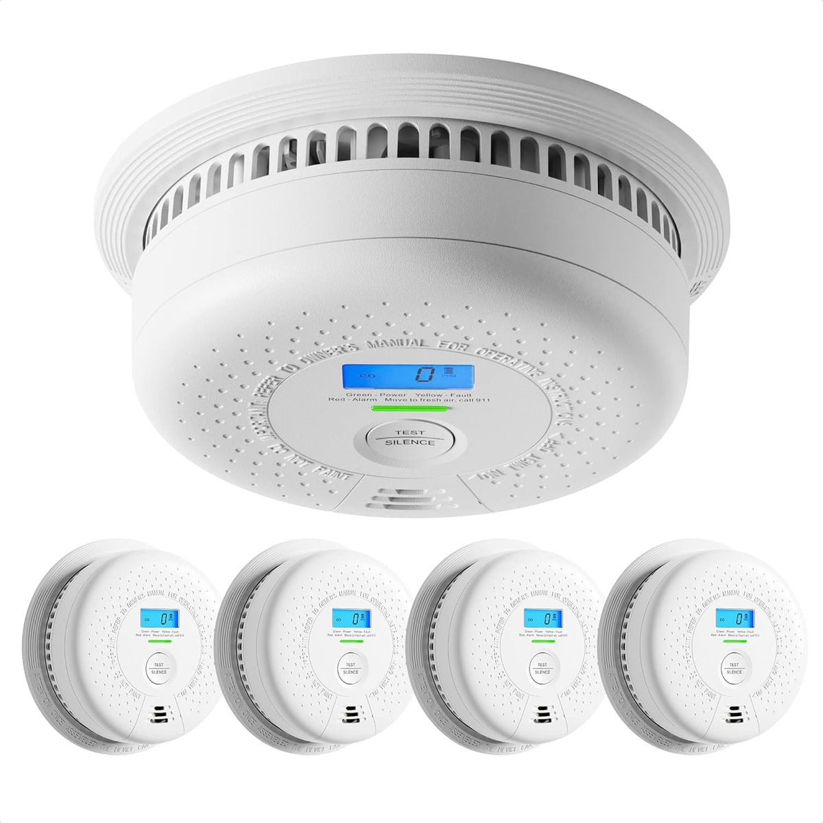 10-Year Battery Smoke and Carbon Monoxide Detector Alarm with LCD Display, Dual Sensor T511387
