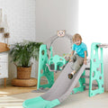 4 in 1 Kids Slide and Swing Set Toddler Play Climber with Basketball Hoop Indoor Outdoor Playground Q574999
