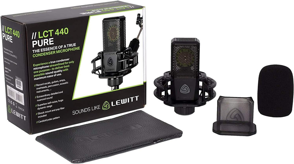 Large-Diaphragm Condenser Microphone with Boom Microphone Stand and XLR Mic Cable U7626