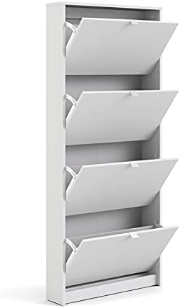 4 Drawer White Shoe Cabinet J441