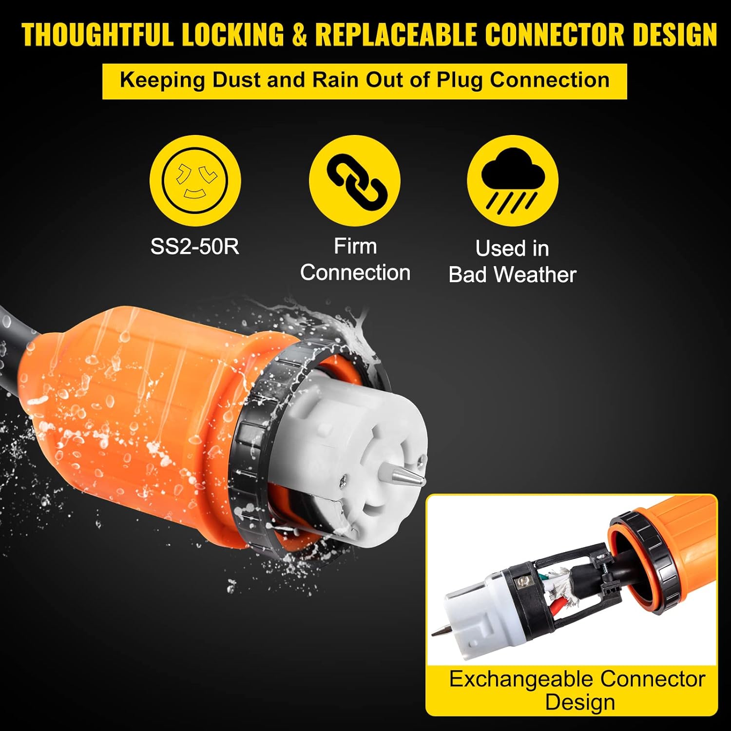 50 Feet 50AMP ETL Listed 125/250V Generator Power Cord T129