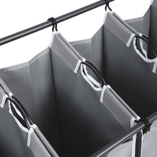Gray 4-Bag Rolling Laundry Sorter with Hanging Bar B923025