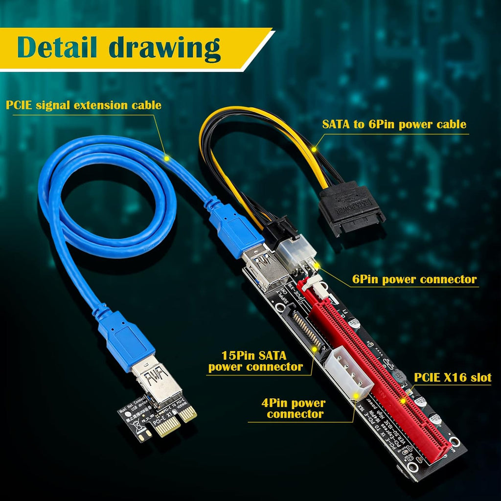 PCIE 1x to 4X Riser Card with 16x to 1x Express Adapter Set S98029
