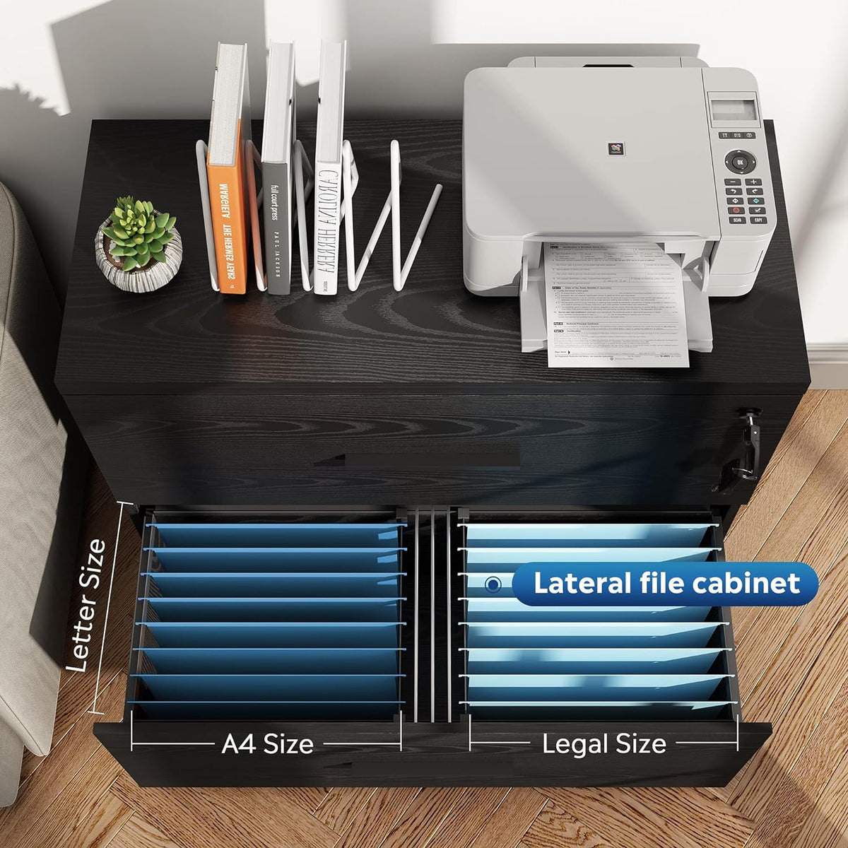 Black 2-Drawer Wood Lateral File Cabinet V351772