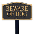 Beware of Dog Aluminum Metal Sign with Stake, Gold & Black, Pack of 2 N83735