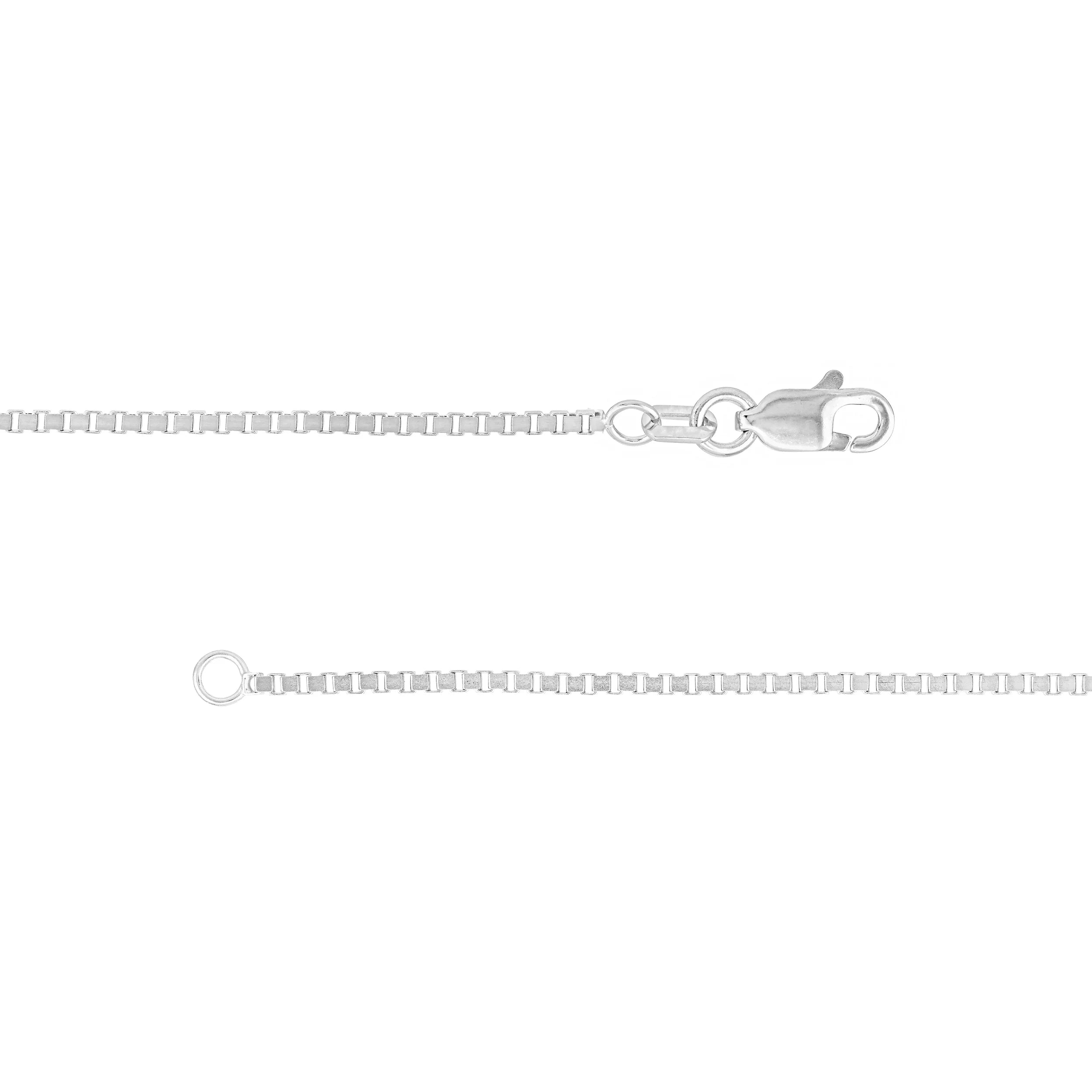 14K White Gold 22" Box Chain Necklace with Lobster Lock B602