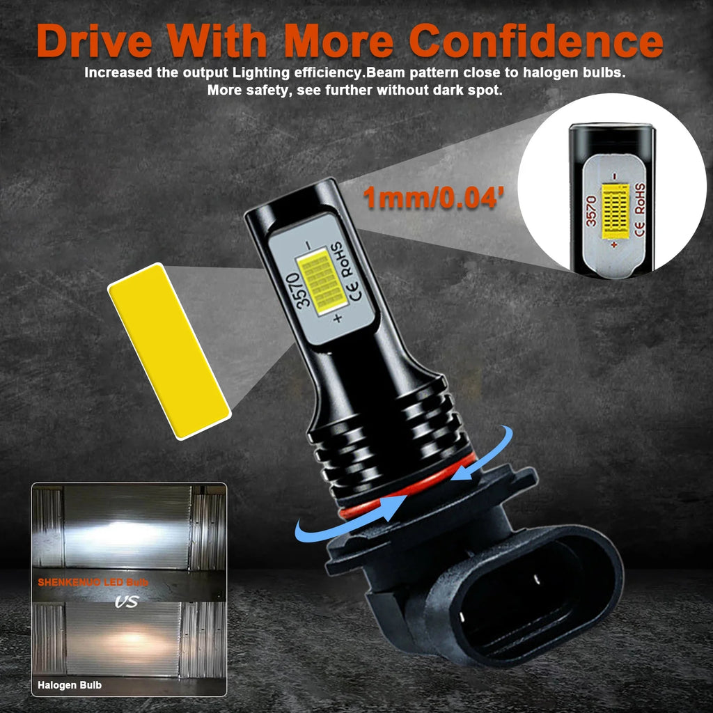 6X LED Headlights Bulbs Kit 6000K P667