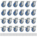 24 Pack 3 inch Blue Polyurethane Swivel Plate Caster Wheels with Screws Q3061