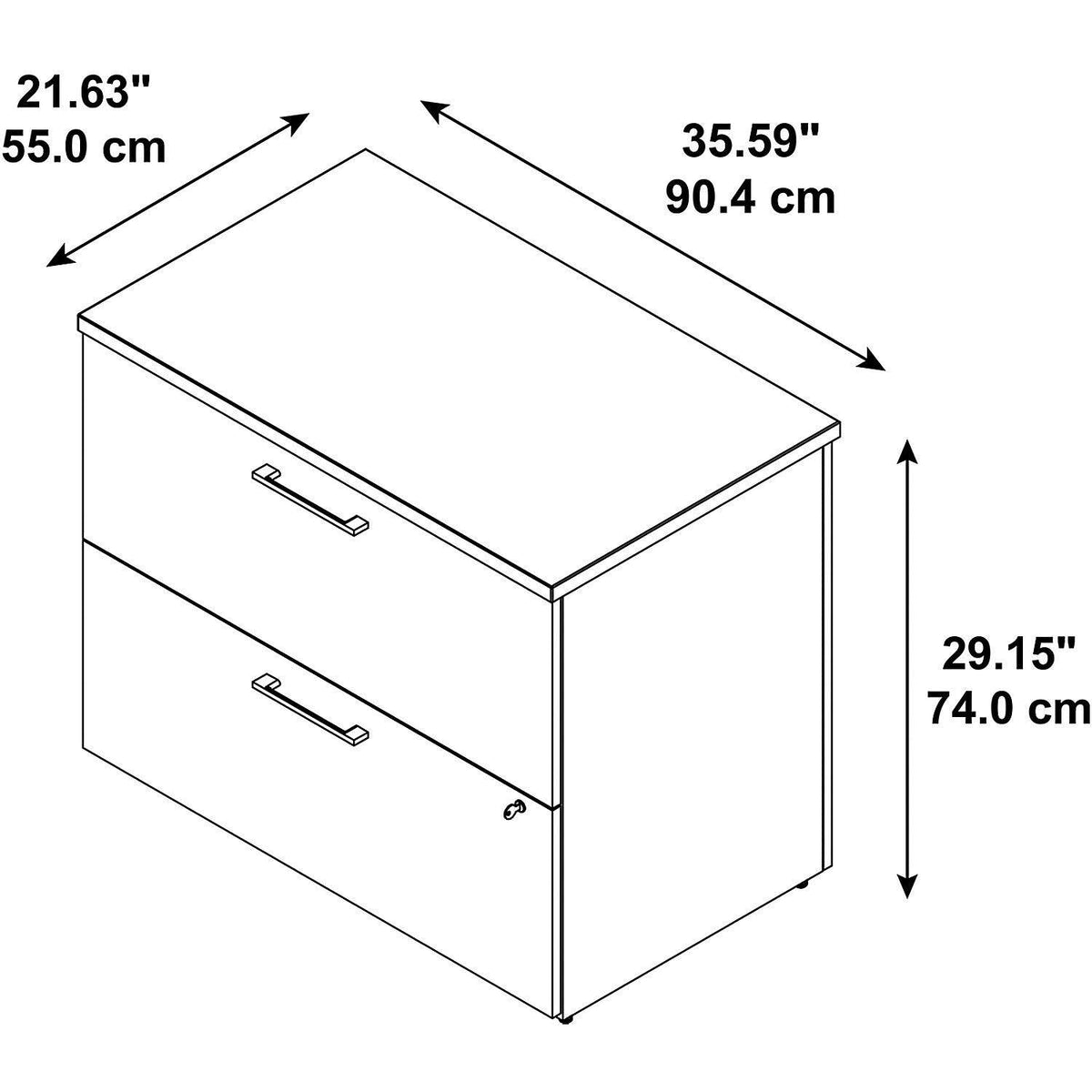 2 Drawer Lateral File Cabinet, 36W, Platinum Gray V42686