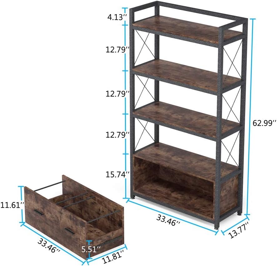 Lateral Filing Cabinet with Open Storage Shelves H8874