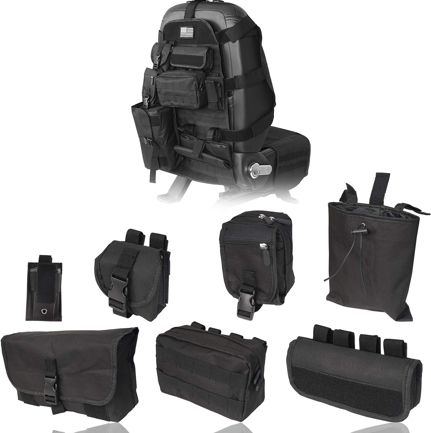 Tactical Seat Organizer with Storage Bag Multi Pocket Molle Pouch C4896