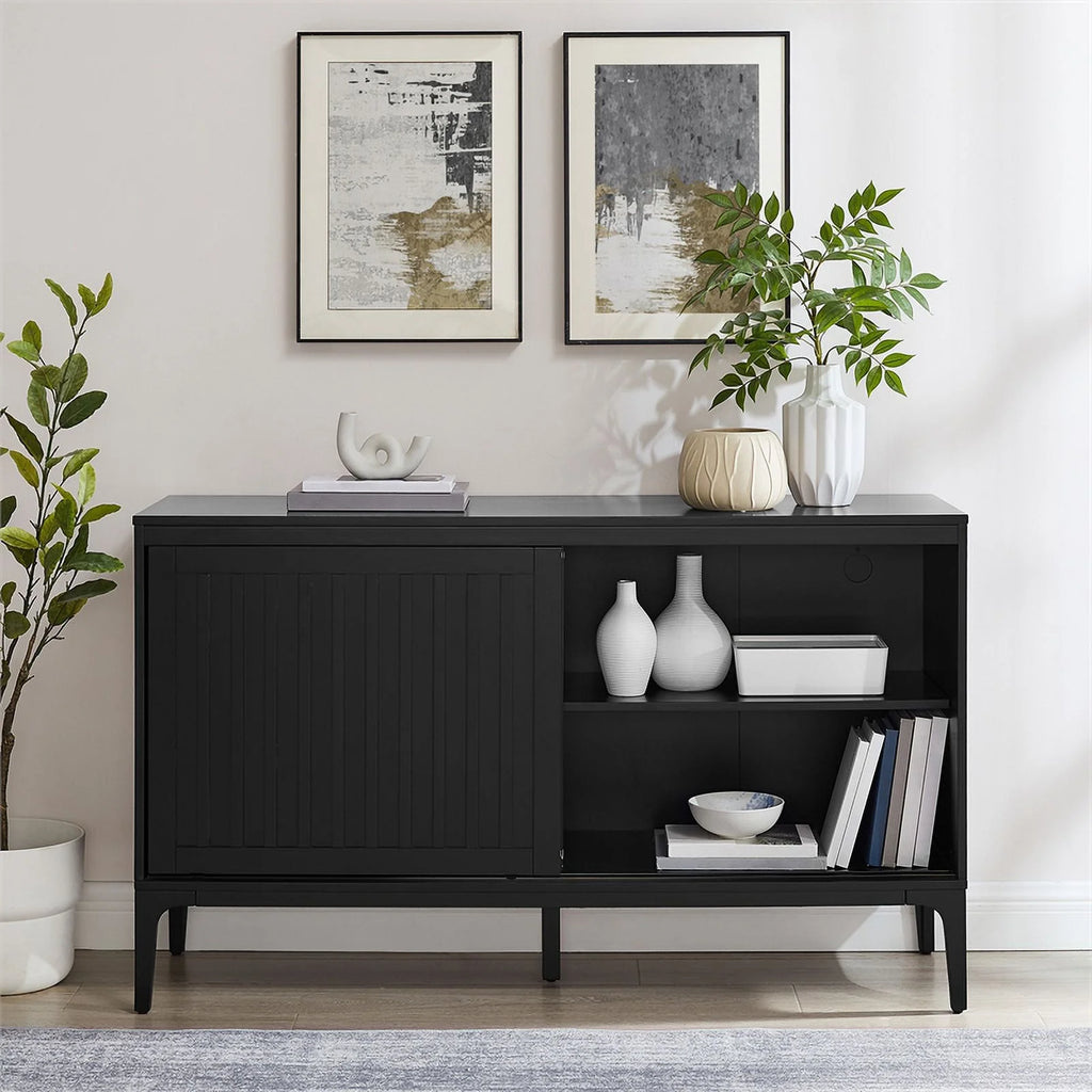 Matte Black Particle Board Wood Sideboard O409