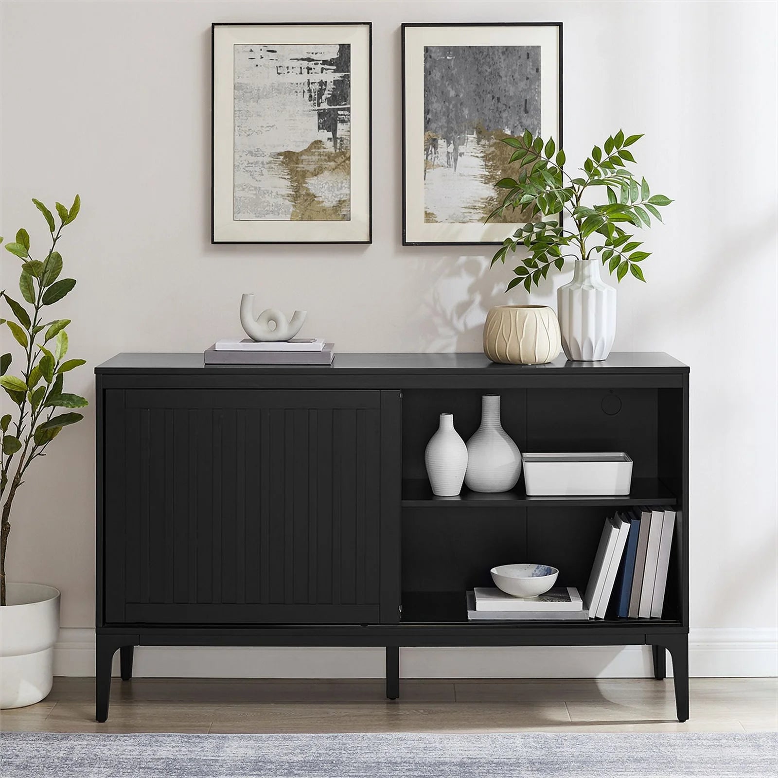Matte Black Particle Board Wood Sideboard O409