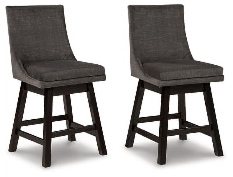 Upholstered Swivel Counter Height Stool Set of 2, Dark Gray O436603