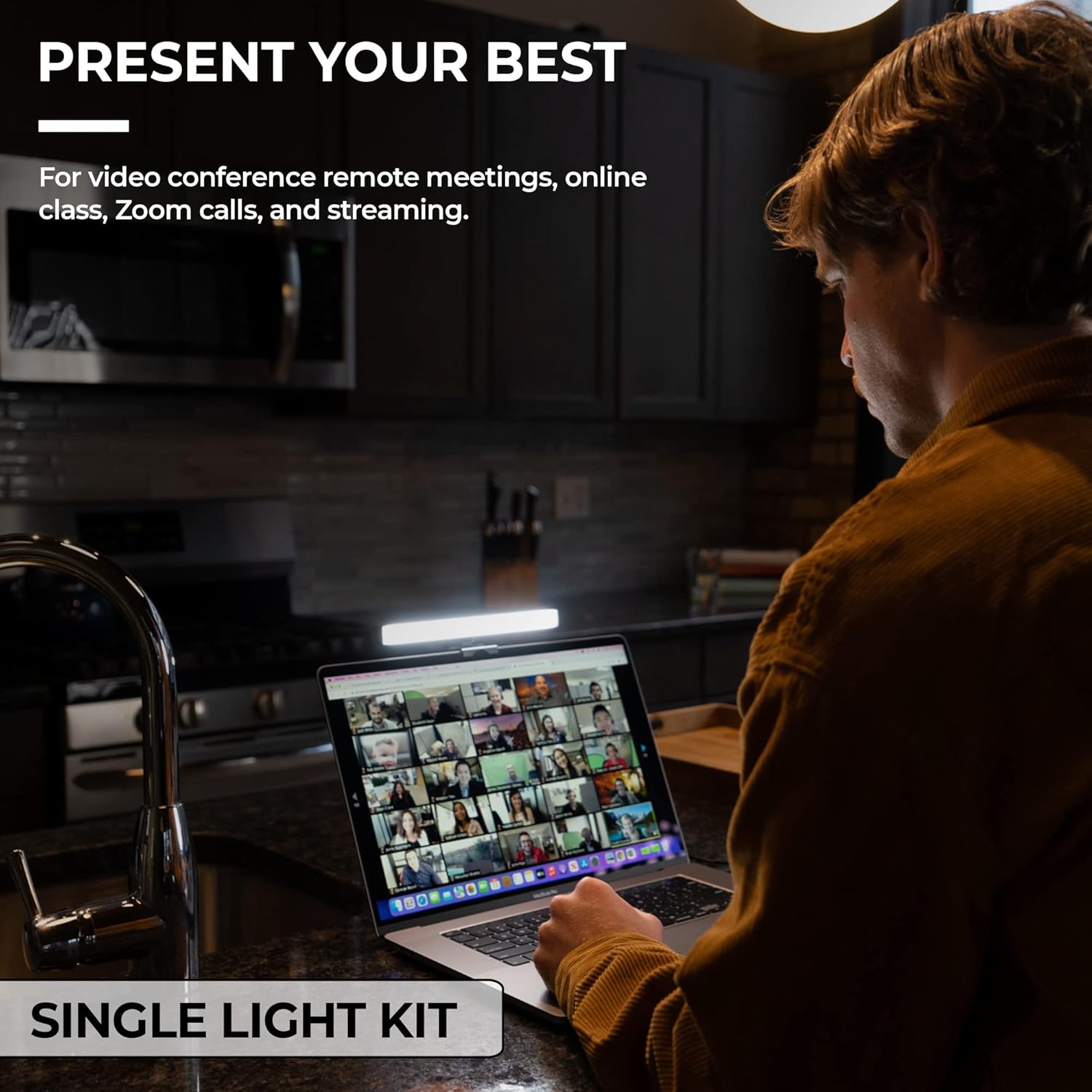 Video Conference Lighting for Monitor and Laptop, USB-C, Single Kit V494853