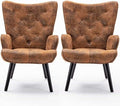 Microfiber Cushioned Wingback Armchairs Set I842