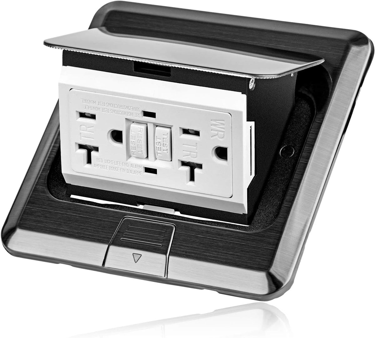 Pop Up Floor Electrical Outlet Stainless Steel Box Kit, USB Outlet, Tamper-Resistant Receptacle, Silver Pack of 2 D7711