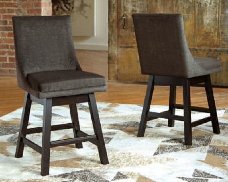 Upholstered Swivel Counter Height Stool Set of 2, Dark Gray O436603
