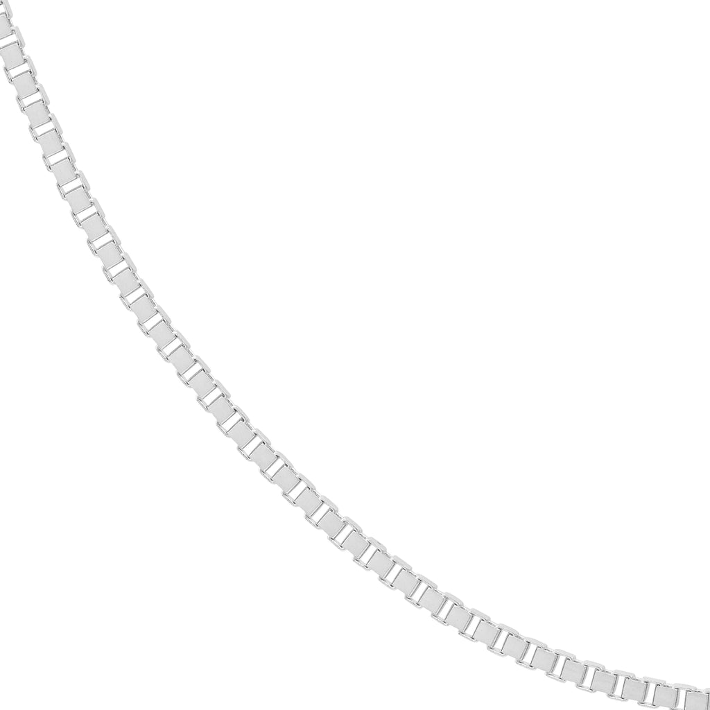 14K White Gold 22" Box Chain Necklace with Lobster Lock B602
