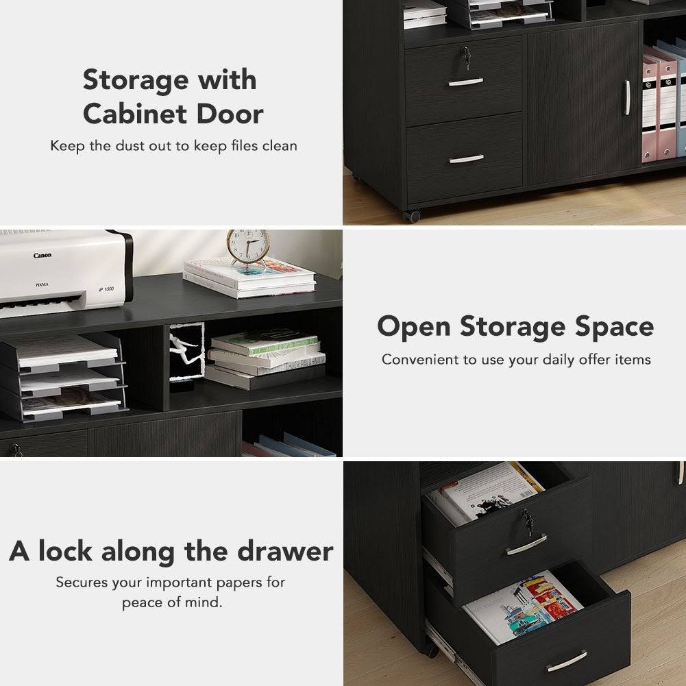 Black & White 2 Drawer Mobile File Lateral Cabinet N4512