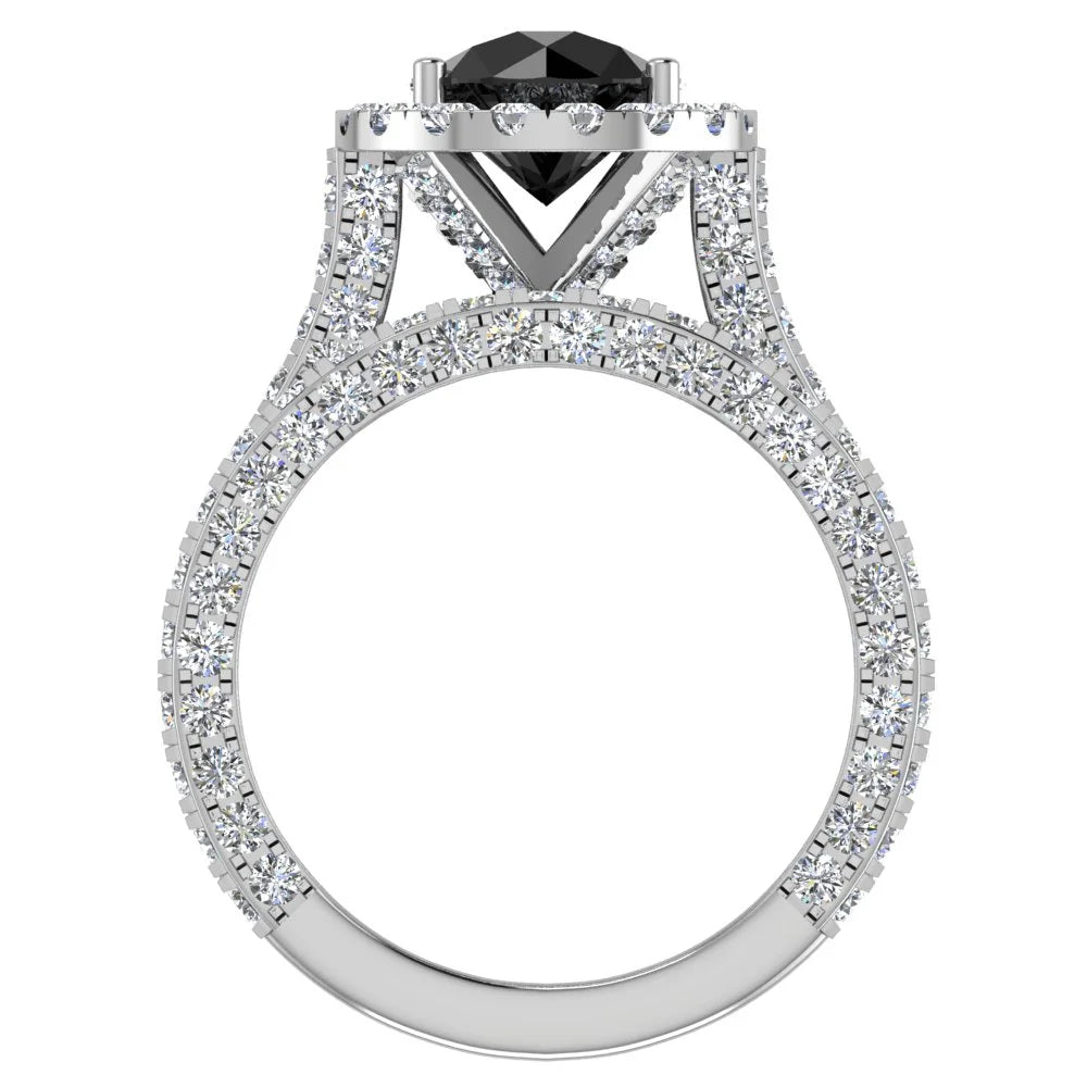 18K White Gold Halo Wedding Ring Set 5.90 Carat A81769
