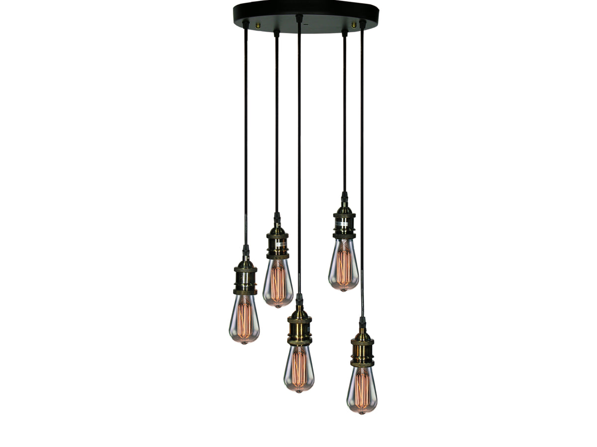 5-light Adjustable Cord Edison Lamp with Bulbs K2976