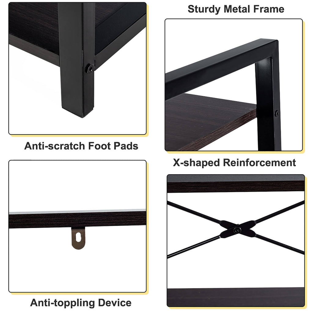 4-Tier Industrial Bookshelf Storage - Brown O694