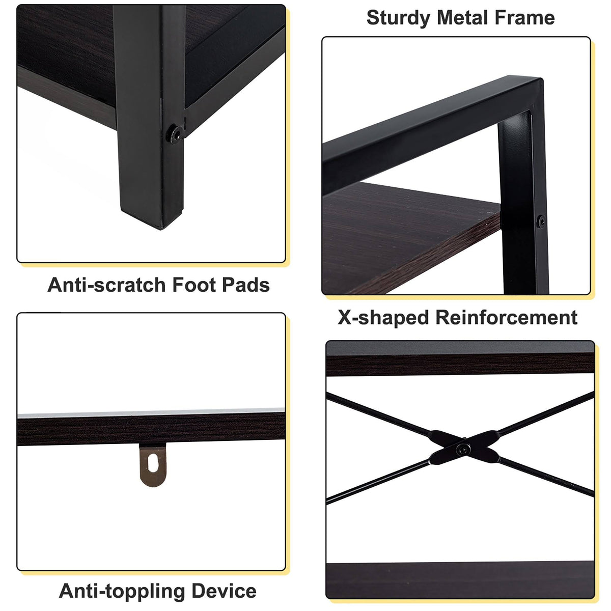 4-Tier Industrial Bookshelf Storage - Brown O694