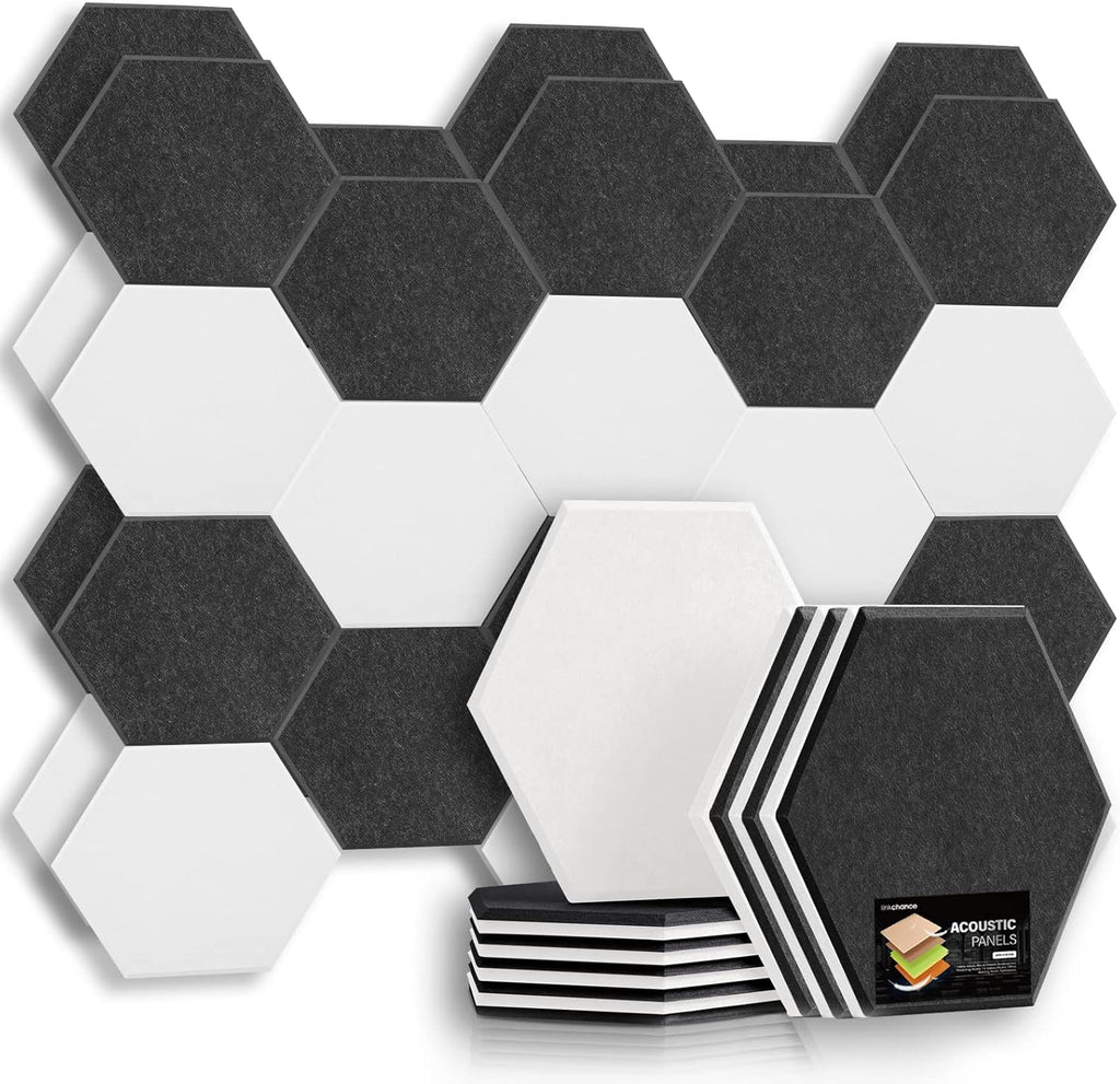 Self Adhesive Hexagon Acoustic Panels 12 Pieces Black Pack of 2 C15705