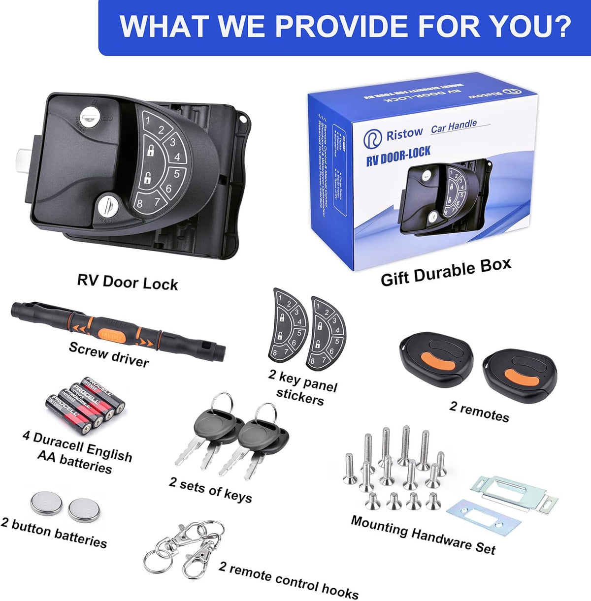 Waterproof & Shockproof RV Keyless Entry Door Lock with 2 Key Fobs and Backlit Keypad 100% Metal I791