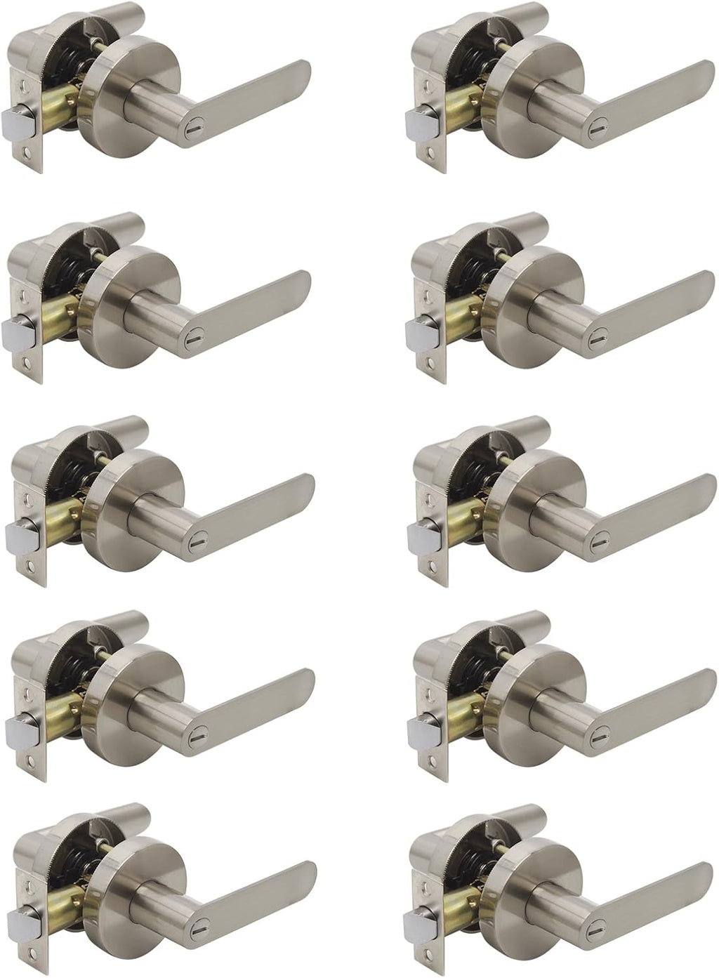 10 Pack Privacy Door Knobs in Satin Nickel J929169
