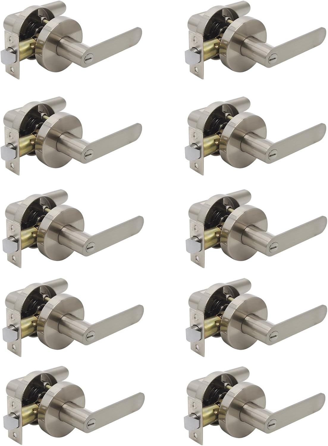 10 Pack Privacy Door Knobs in Satin Nickel J929169