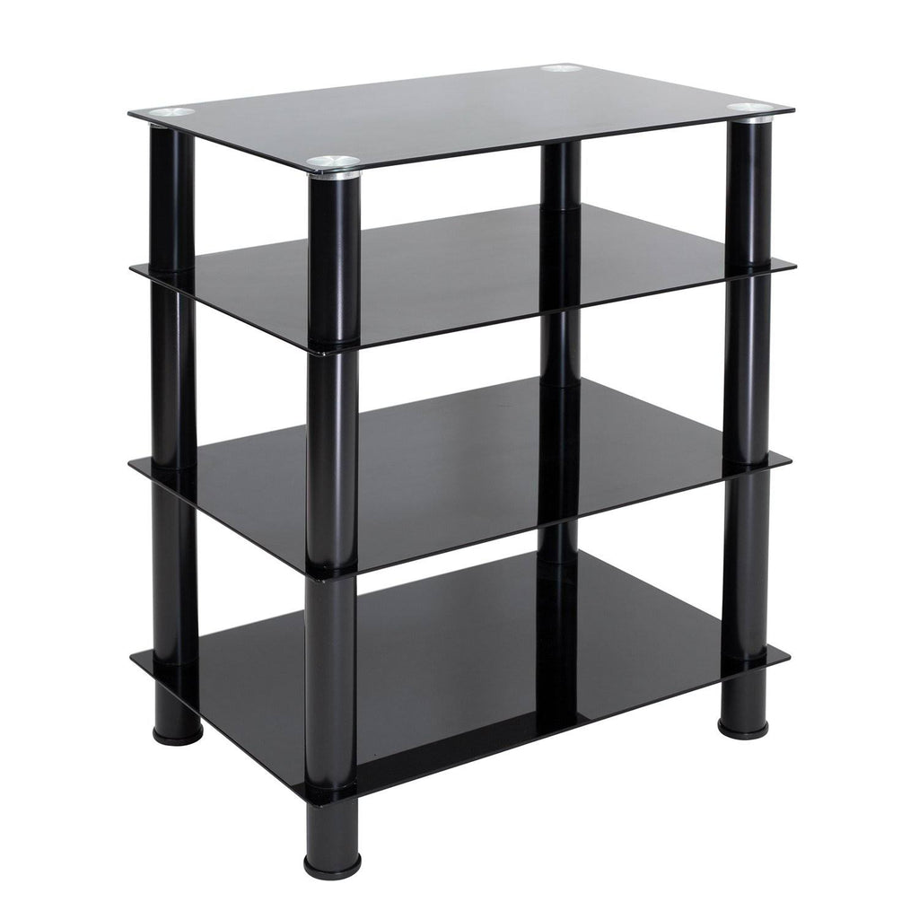 Tempered Glass 4-Tier Media Stand, Black N1863