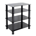 Tempered Glass 4-Tier Media Stand, Black N1863