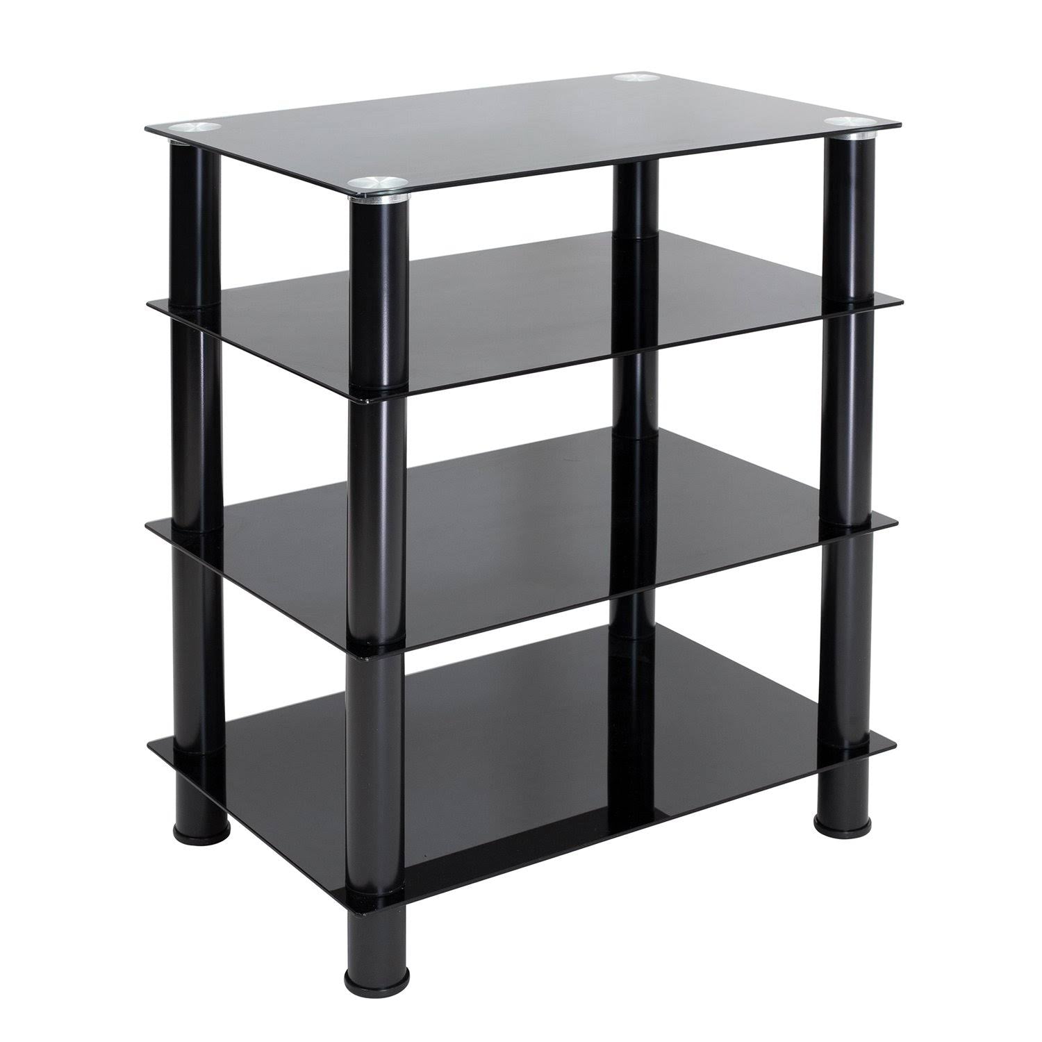 Tempered Glass 4-Tier Media Stand, Black N1863