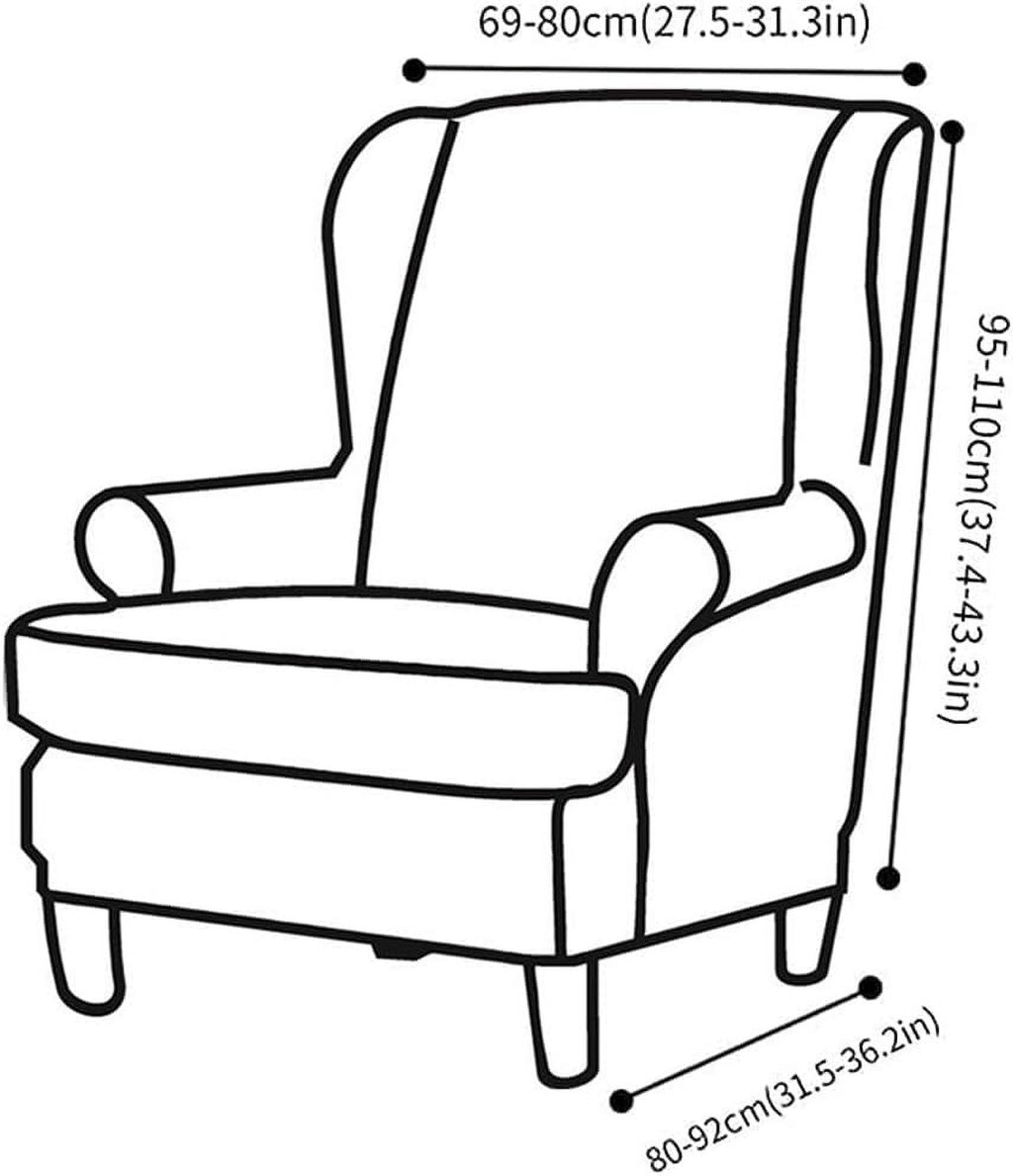 Camel Velvet Stretch Wingback Chair Sofa Slipcover with Elastic Bottom U795
