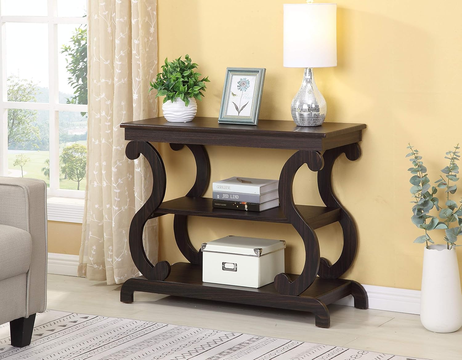 Cappuccino Finish Hall Console Sofa Entryway Accent Table 36 Wide D615941