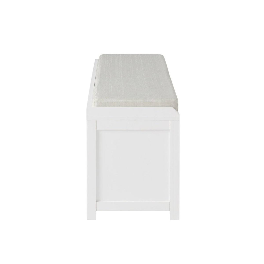 White Wood Storage Bench with 2 Cabinets I81808