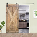 Paneled Wood Barn Door with Installation Hardware Kit - Dark Walnut X942