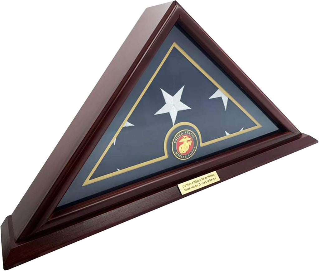 Solid Wood Cherry Finish Wall Mounted Flag Display Case X883