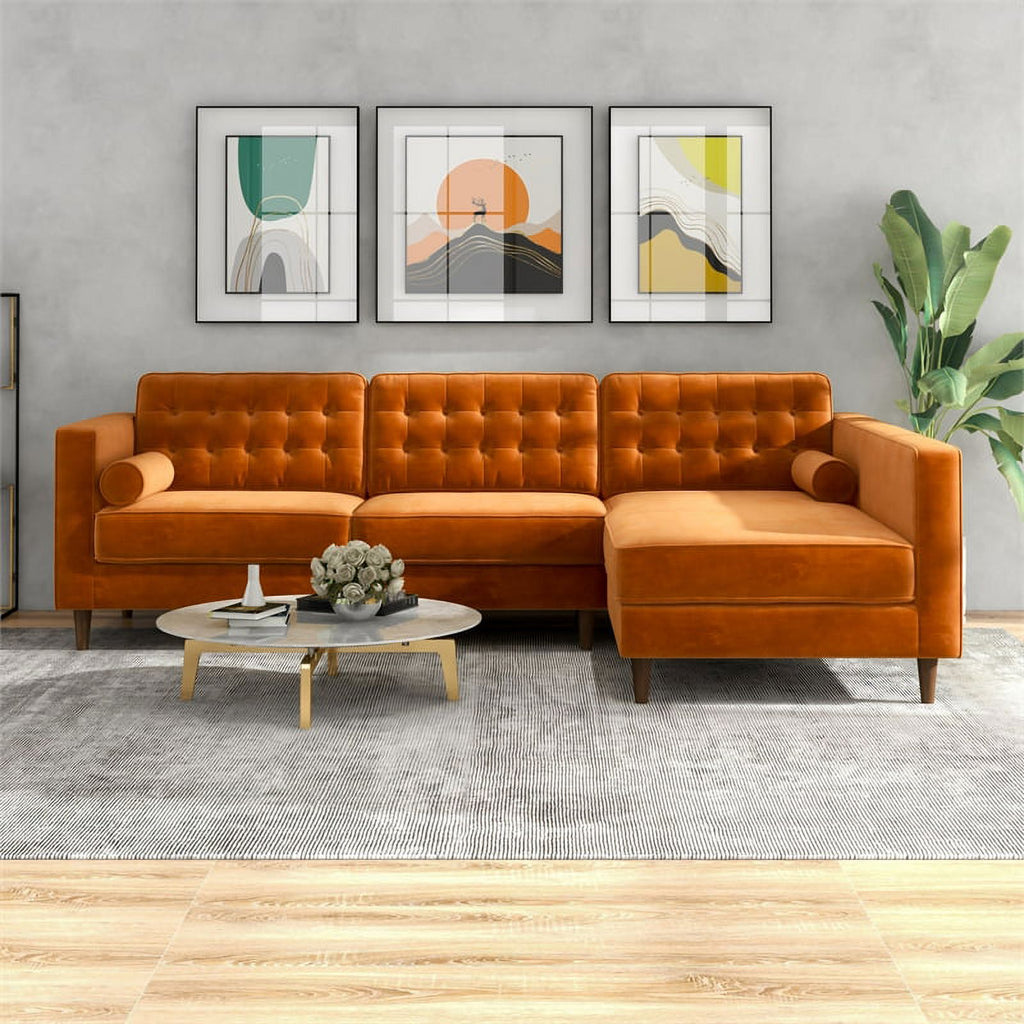 Orange Velvet Corner Sectional Couch L902