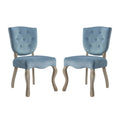 Blue Velvet Wood Side Chair, Set of Two L219