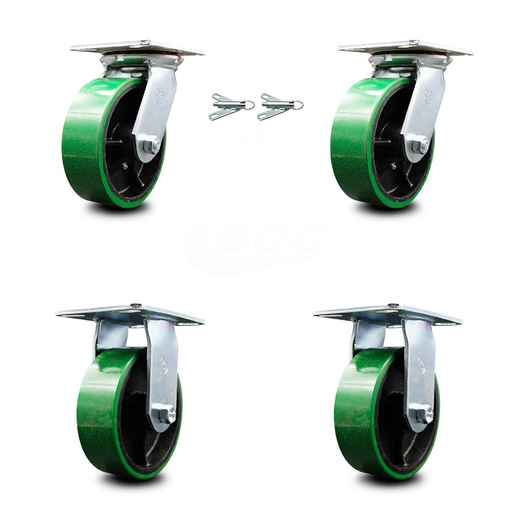 Pack of 2 Swivel Caster with 8 x 2 Green Wheel N436